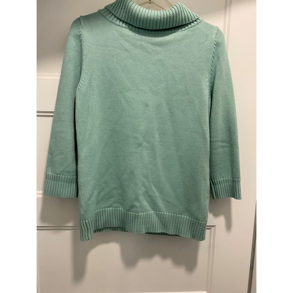 Cottagecore cowl Neck 3/4 Sleeve Sweater Light Aqua Knit Women's Size med - Picture 3 of 10